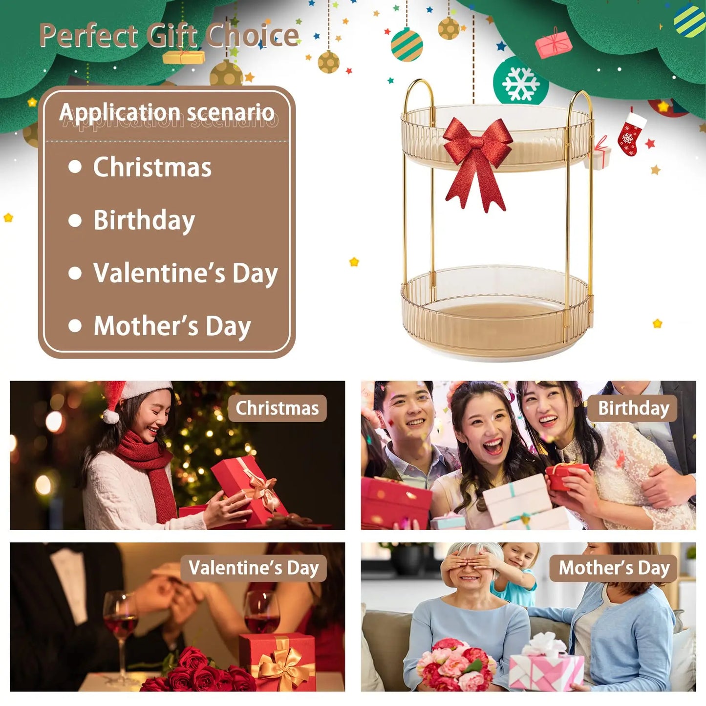 Rotating Makeup Organizer for Vanity, High-Capacity Skincare Storage Perfume Cosmetic Dresser Organizer Countertop 360 Spinning