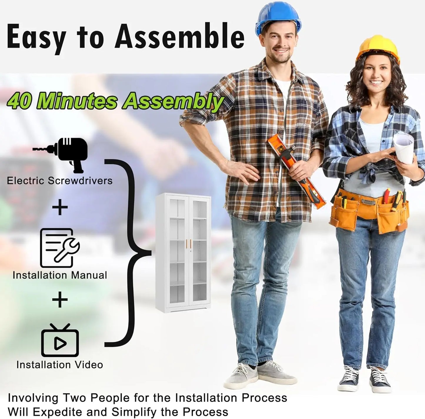 XMSJ Display Cabinet With Glass Doors And Locking Doors