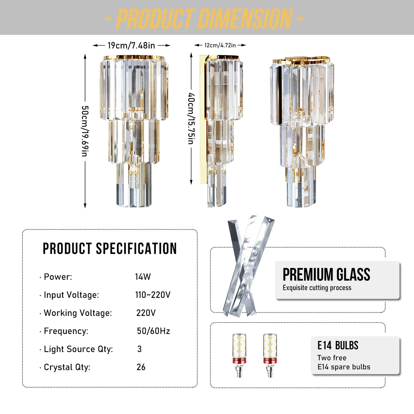 Vrygle Modern Crystal Five Light Wall Sconce Fixture