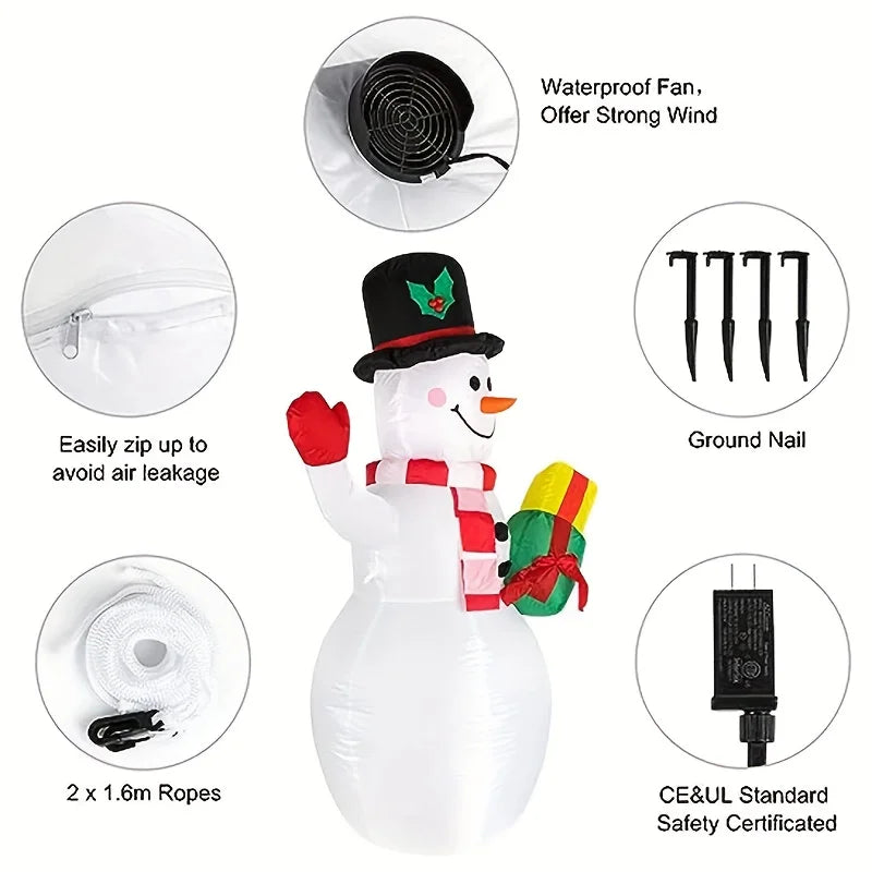 High Concerned Snowman Inflatable With Built In LED Lights