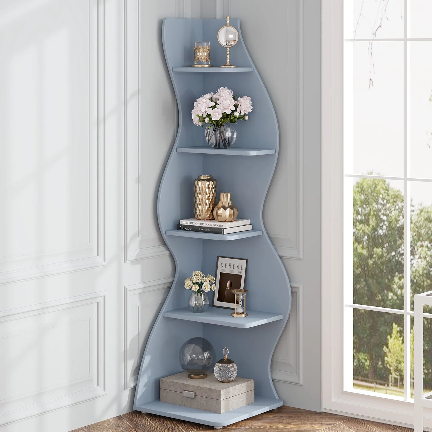 Tribesigns 5 Tier Corner Bookshelf Wall Shelf For Home