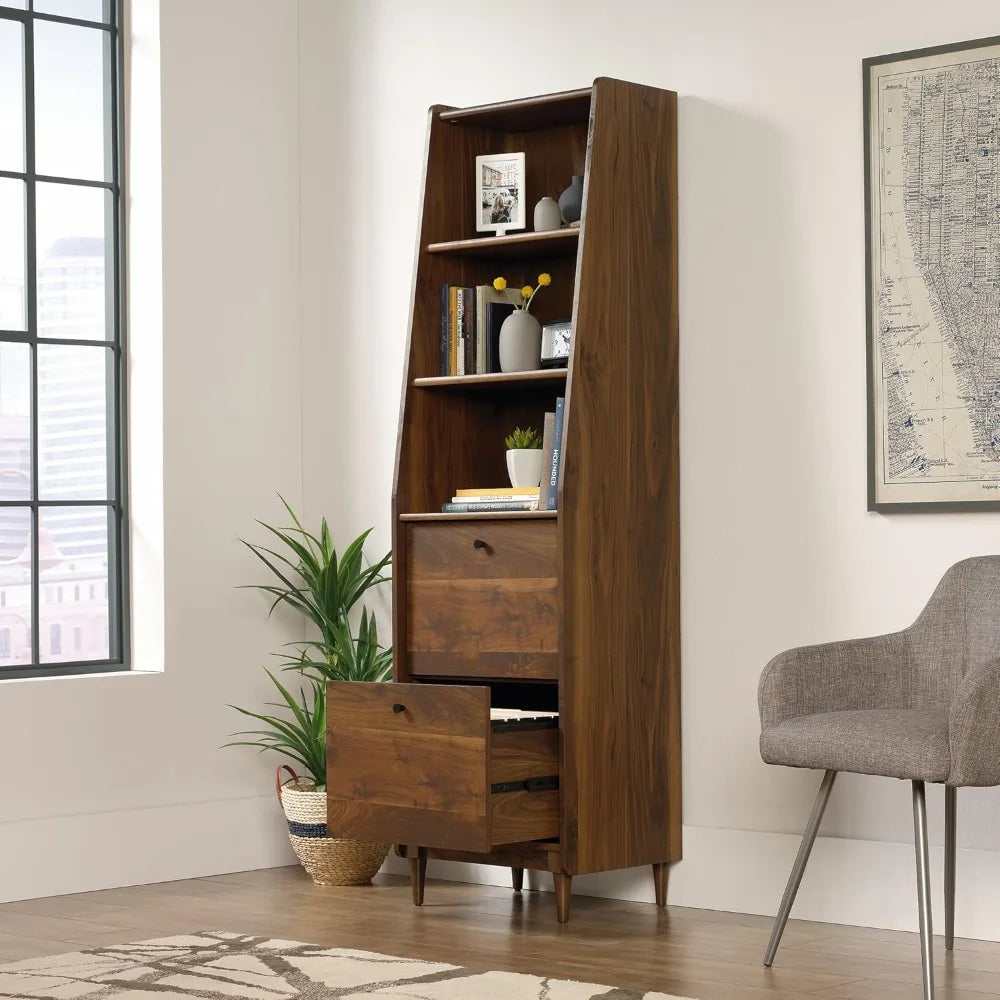 Harvey Park Tall Bookcase With Drawers Mid Century Modern