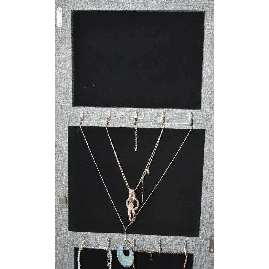 Fashion Simple Jewelry Storage Mirror Cabinet With LED Lights Can Be Hung On The Door Or Wall