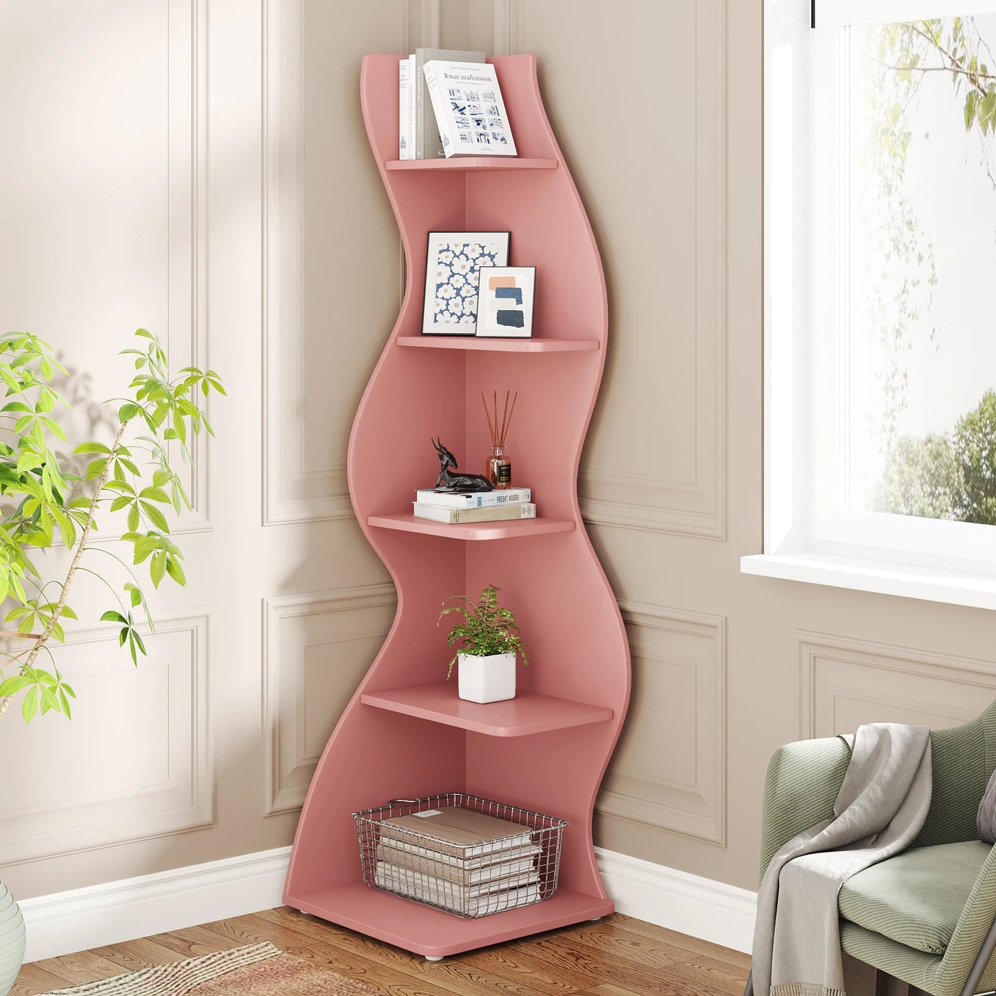 Tribesigns 5 Tier Corner Bookshelf Wall Shelf For Home