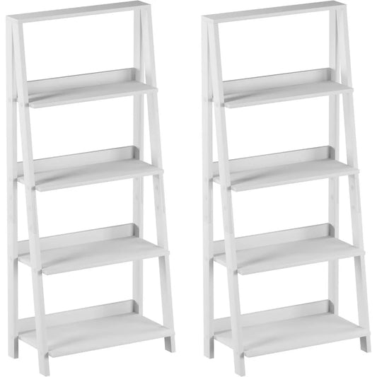 MKDK 4 Tiered Freestanding PremiumQualityEngineeredWood Ladder Shelves Package Of 2