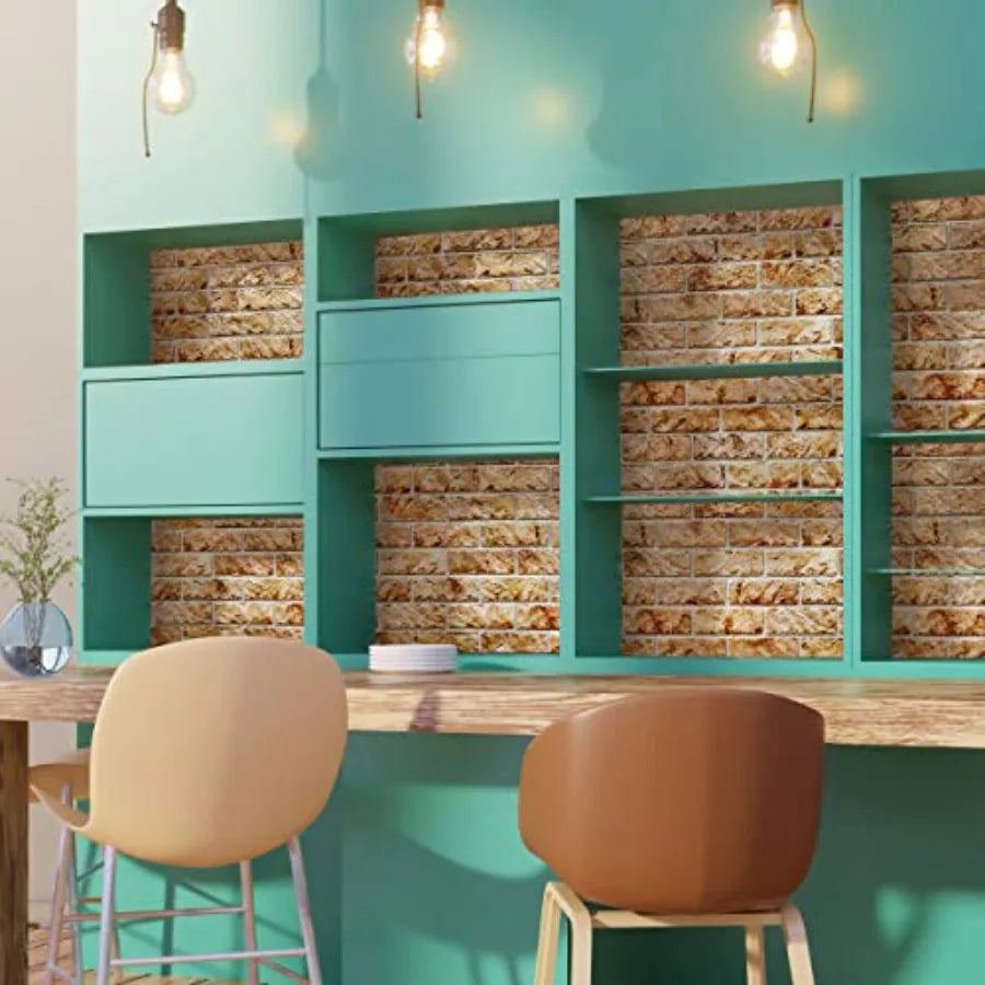 Copper Brown Faux Brick PVC 3D Wall Panel Realistic