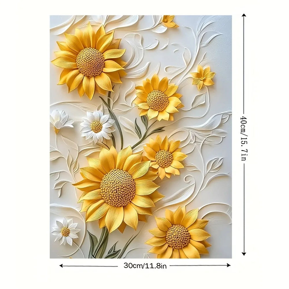Hign-concerned Sunflower Canvas Art With Wood Frame
