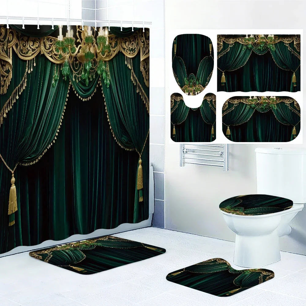 Craft Of Weaving 4pc Bath Curtain Set 2D Printed Decor