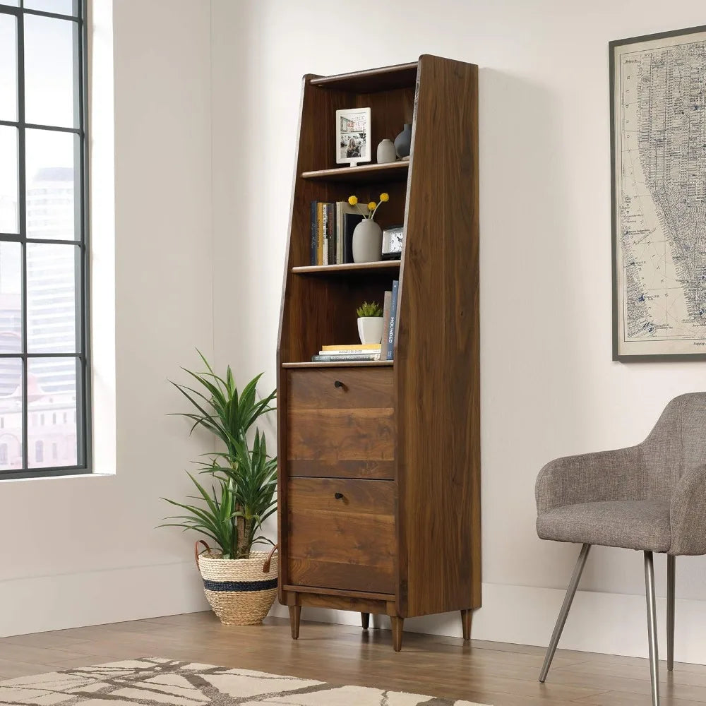 Harvey Park Tall Bookcase With Drawers Mid Century Modern
