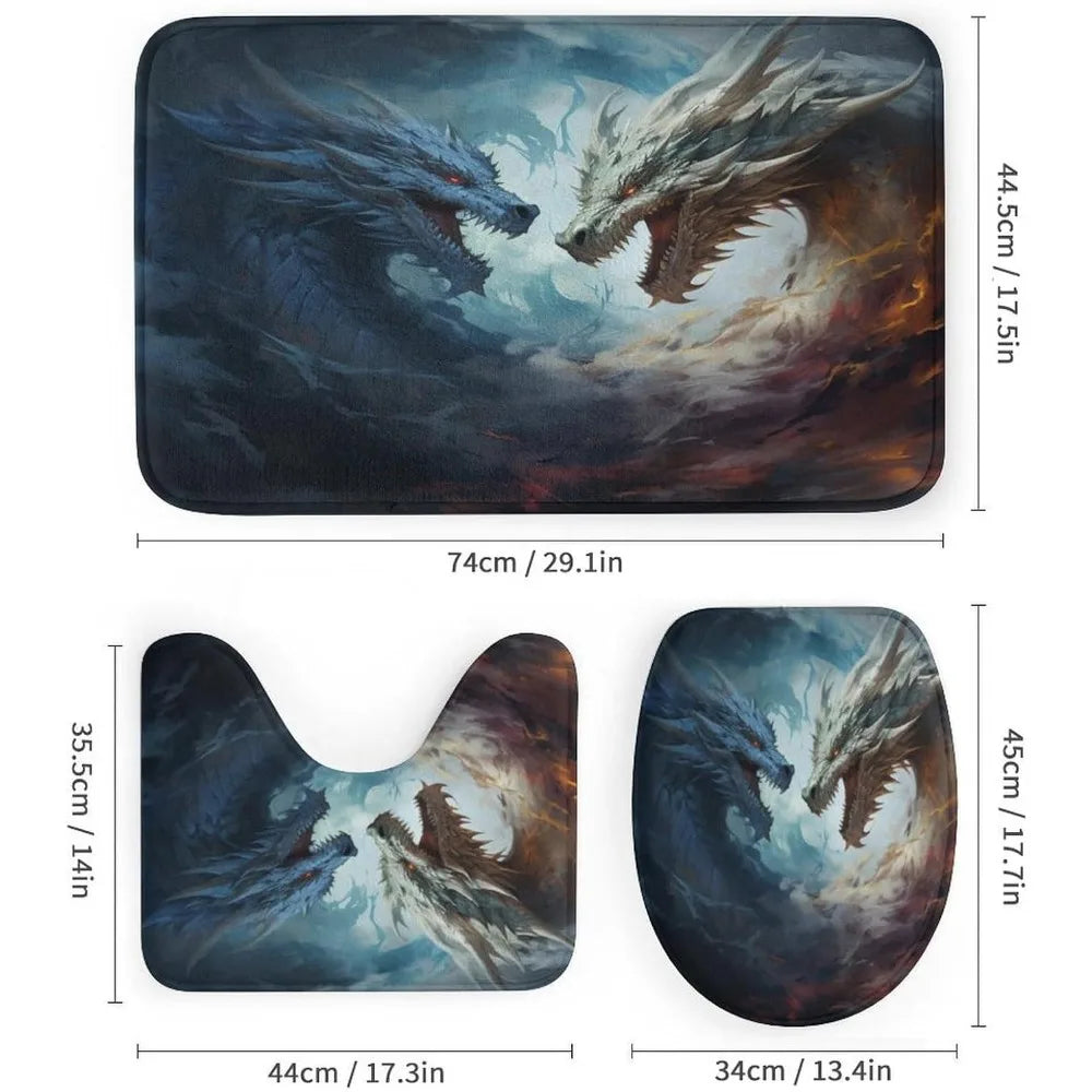 Fantasy Dragon Bathroom Set 4 Piece Shower Curtain And Rugs