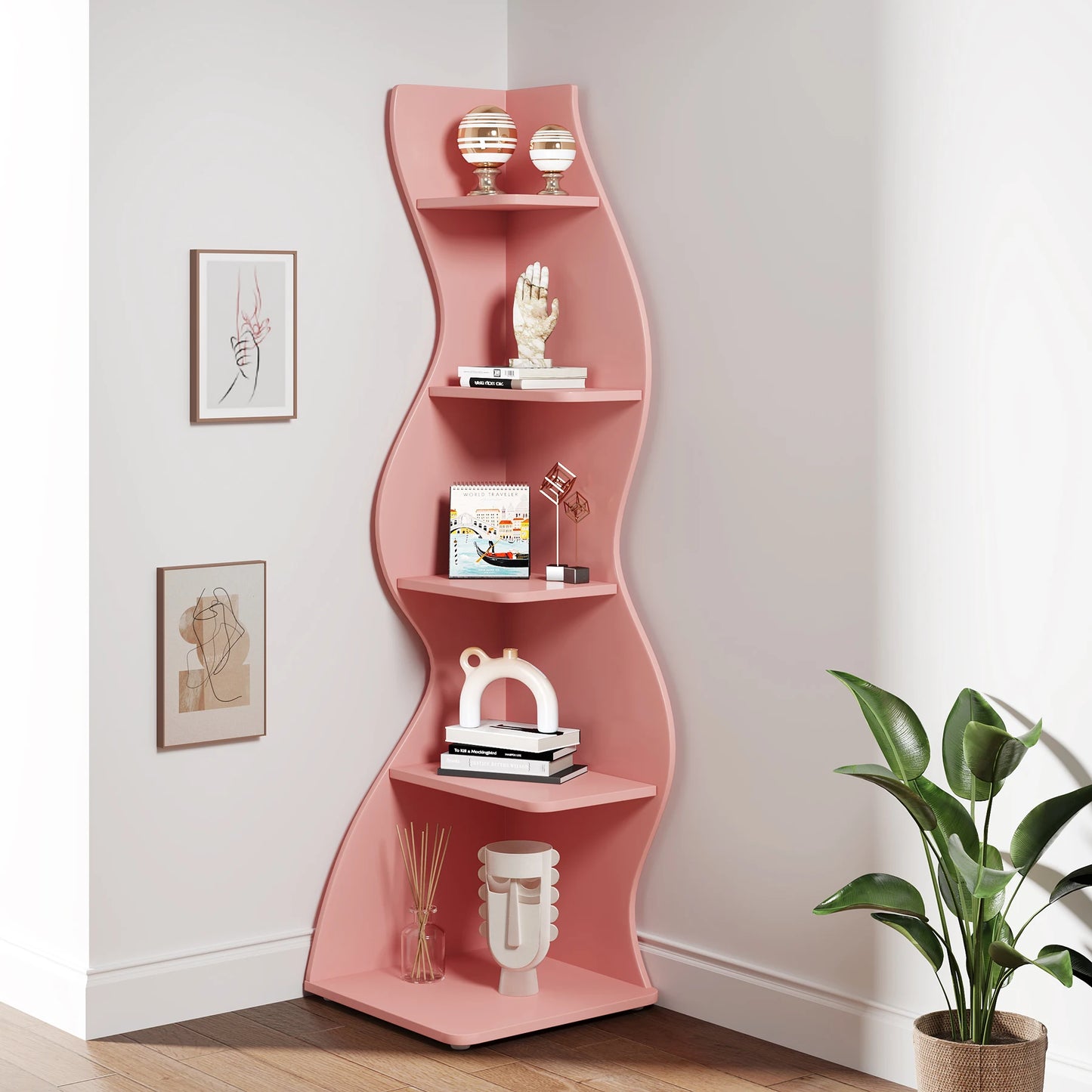 Tribesigns 5 Tier Corner Bookshelf Wall Shelf For Home