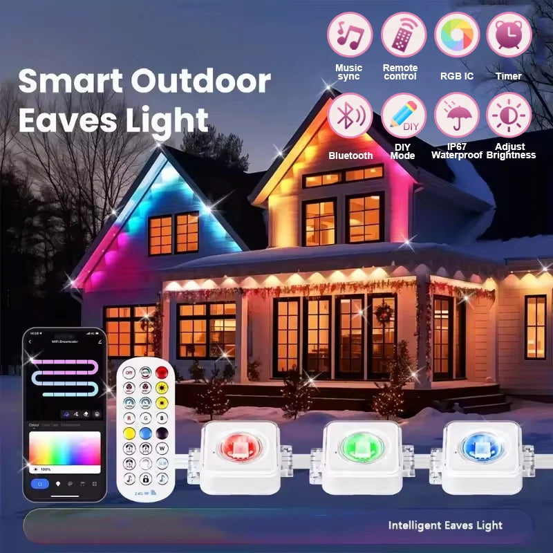 MIMIRG Smart RGBIC Outdoor String Lights Garden 90 LEDs
