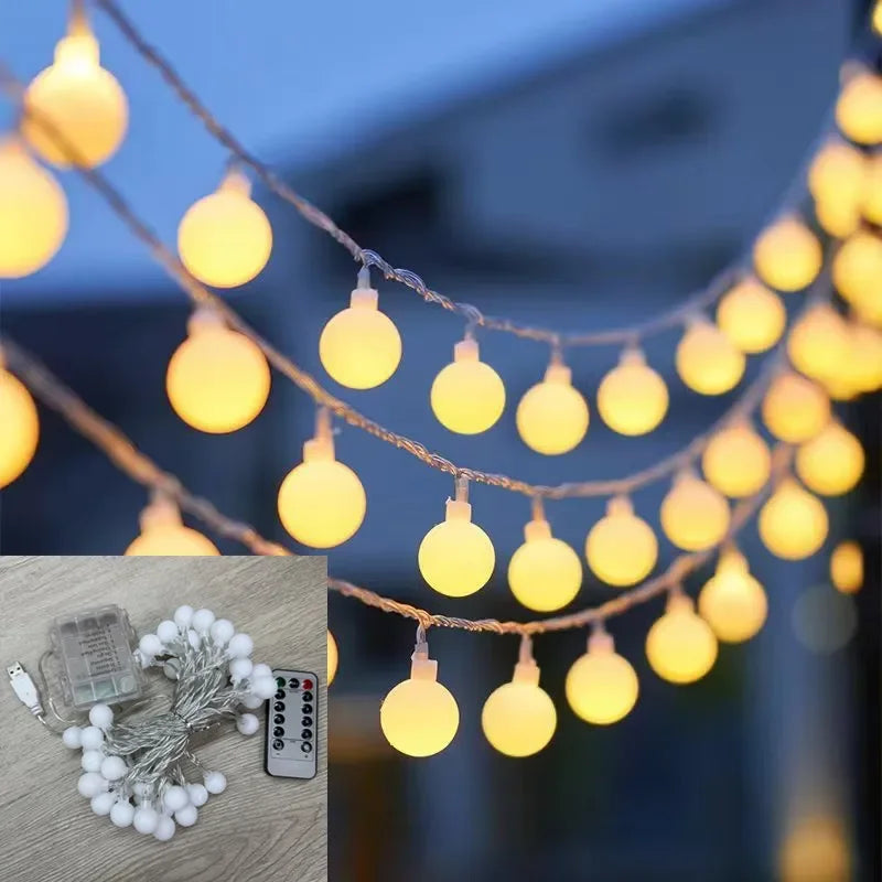 OKAL RED EAST LED Outdoor Round Ball String Lights 8 Modes