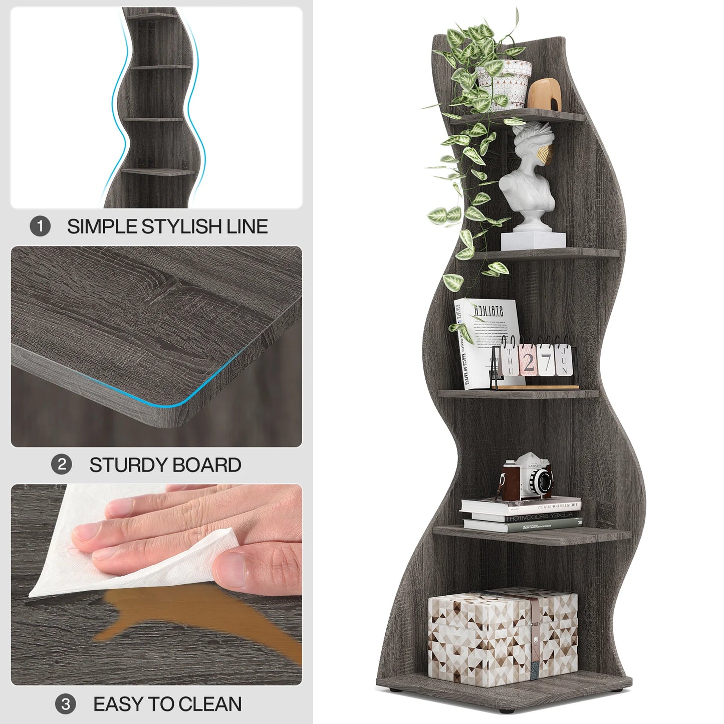 Tribesigns 5 Tier Corner Bookshelf Wall Shelf For Home