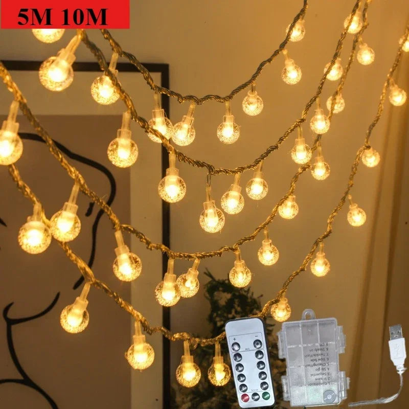 OKAL RED EAST LED Outdoor Round Ball String Lights 8 Modes