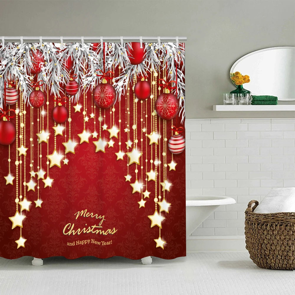 Craft of Weaving Christmas Bathroom Four Piece Shower Curtain Kit