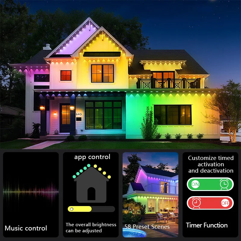 MIMIRG Smart RGBIC Outdoor String Lights Garden 90 LEDs