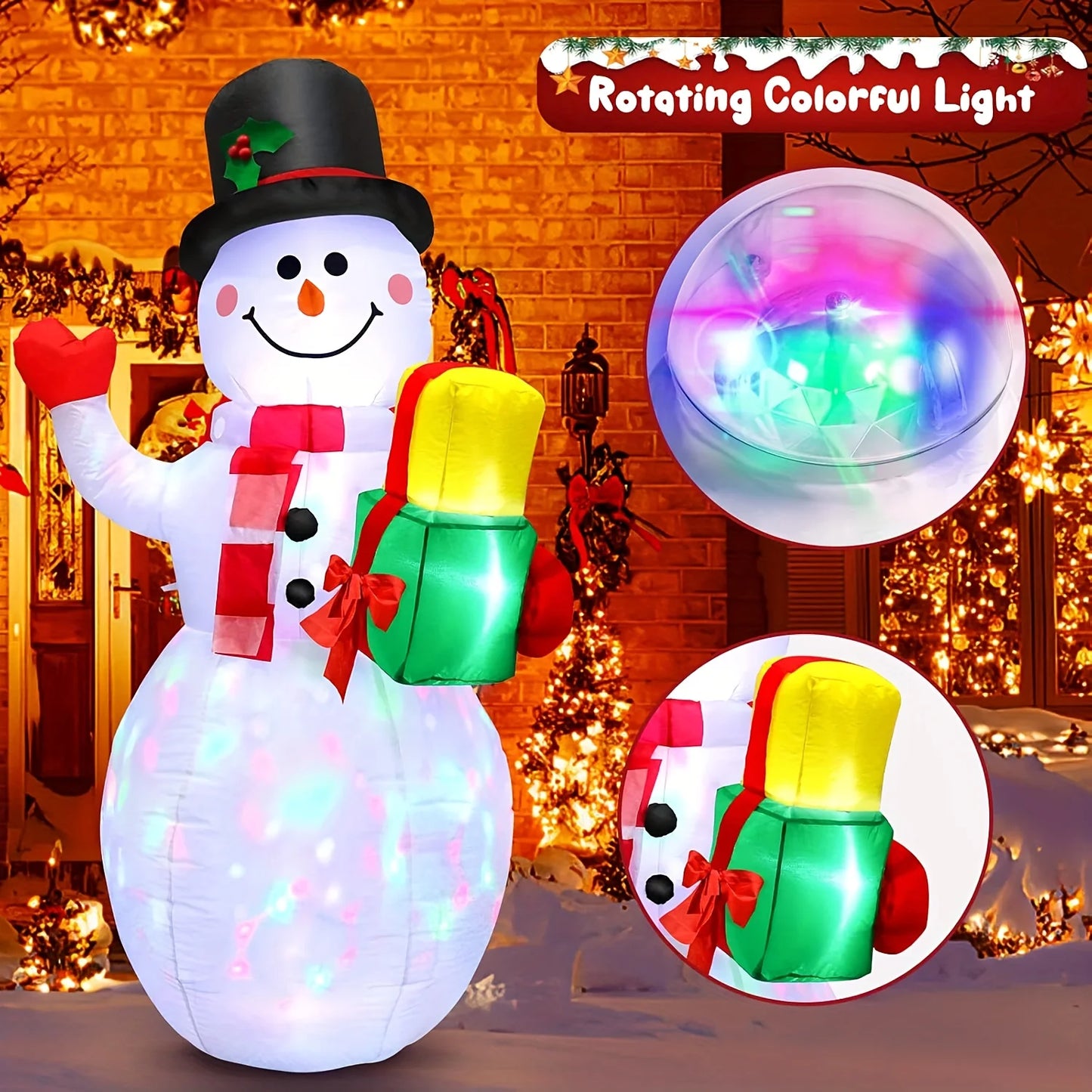 High Concerned Snowman Inflatable With Built In LED Lights