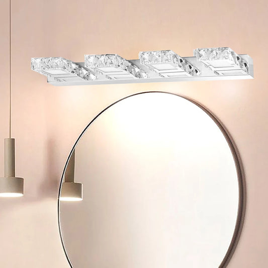 Bymaocar 4-Head Crystal Mirror Light LED Modern Bathroom Sconce
