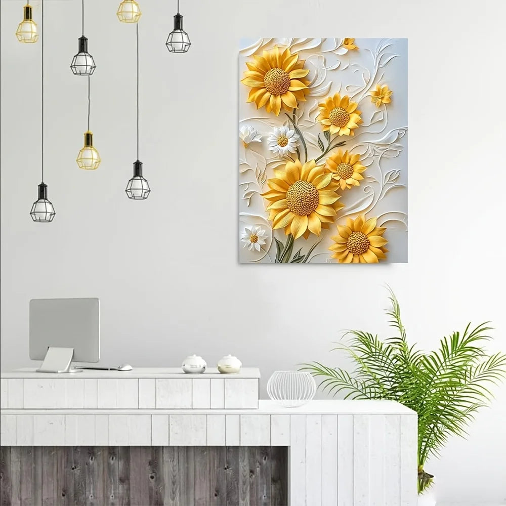 Hign-concerned Sunflower Canvas Art With Wood Frame