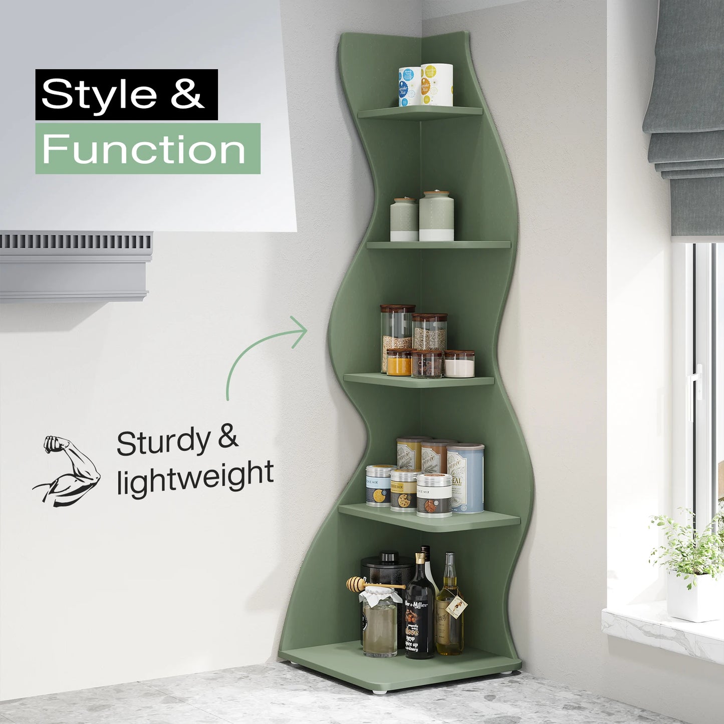 Tribesigns 5 Tier Corner Bookshelf Wall Shelf For Home