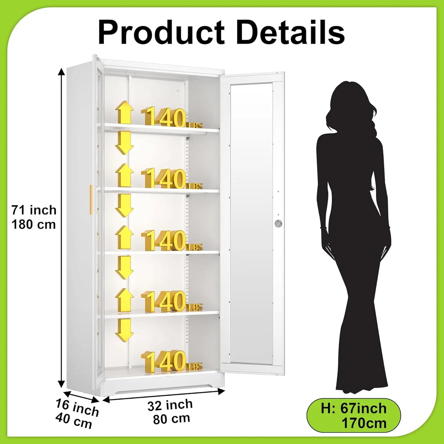XMSJ Display Cabinet With Glass Doors And Locking Doors