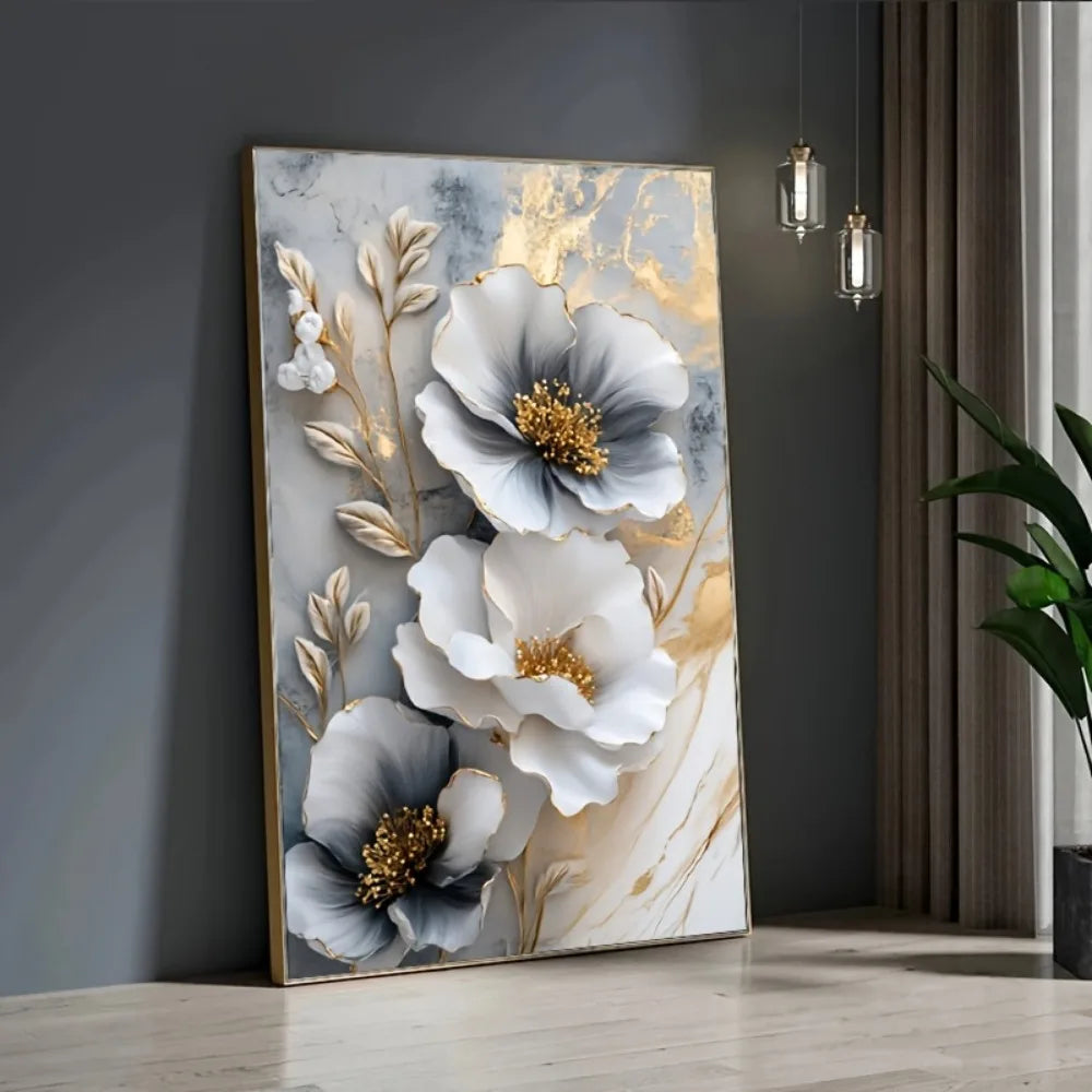 Hign-concerned Modern Luxury Floral Canvas Mural Framed Wall Art