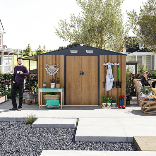 10x12 Ft Outdoor Storage Shed, Extra Large Metal Shed , Outside Steel Tiny House Ideal for Garden, Backyard, Patio Utility