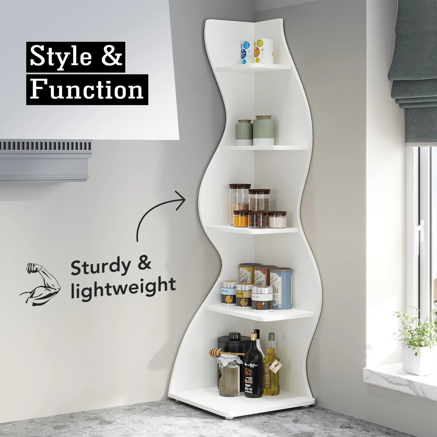 Tribesigns 5 Tier Corner Bookshelf Wall Shelf For Home