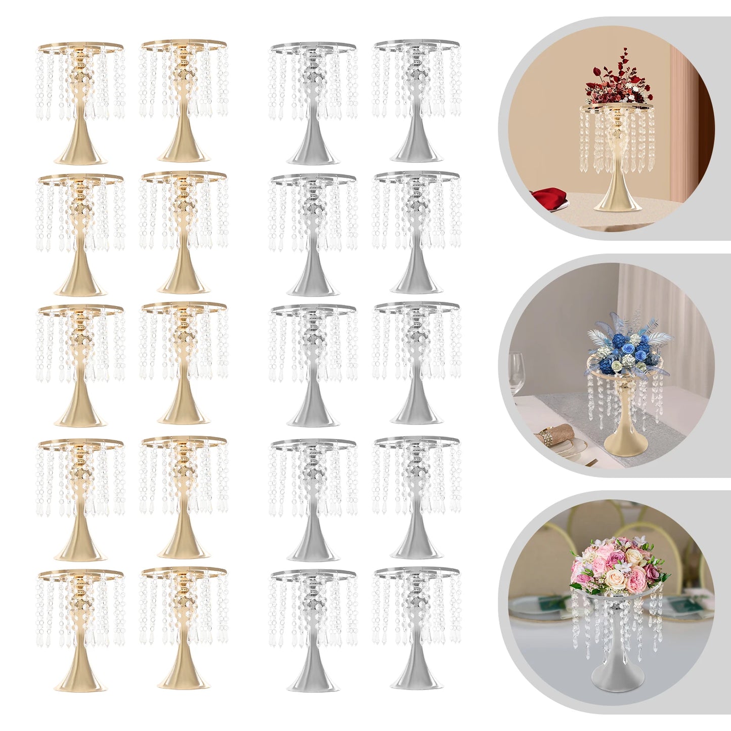 High-concerned Chemical Crystal Flower Stand Centerpieces for Weddings