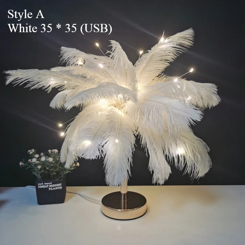 Nordic Ostrich Feather Pendant Lights Led Chandelier For Living Room