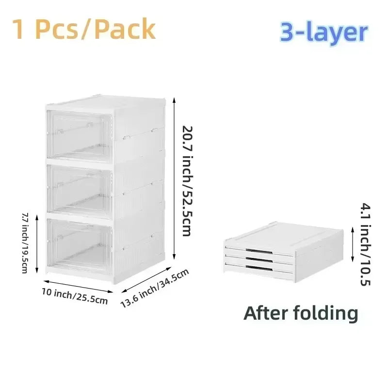 1x/2x Clear Shoes Cabinet Foldable Sneaker Shoes Storage Organizers Dustproof Thickening shoes Boxes High-top Shoe Rack Shelf