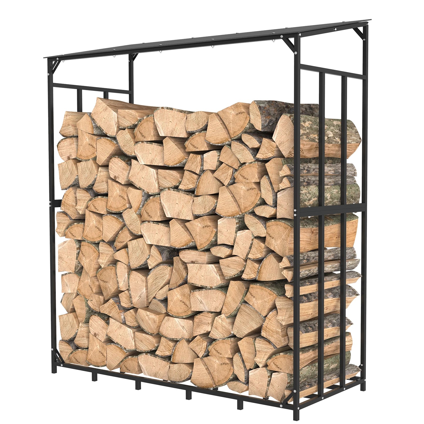 Feature Heavy Duty Outdoor Firewood Storage Log Rack With Top Cover Rust Resistant