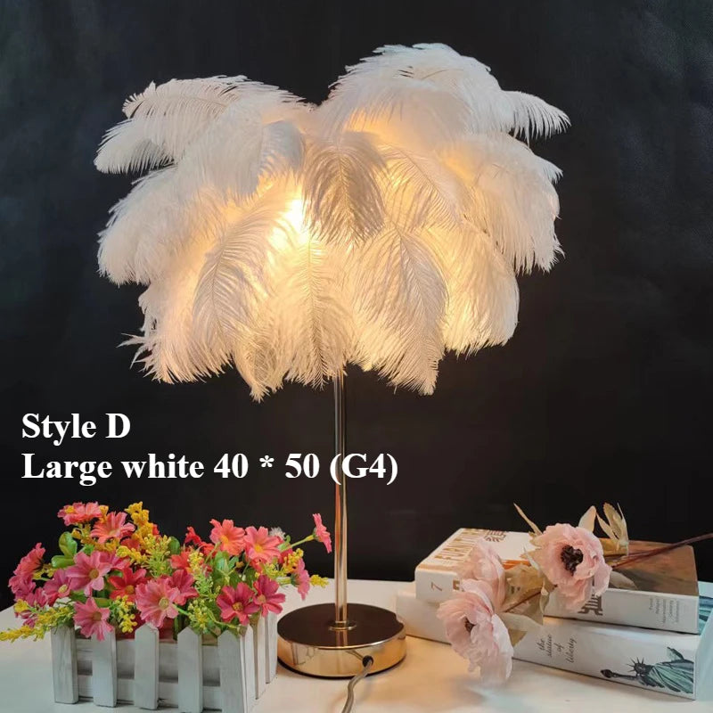 Nordic Ostrich Feather Pendant Lights Led Chandelier For Living Room