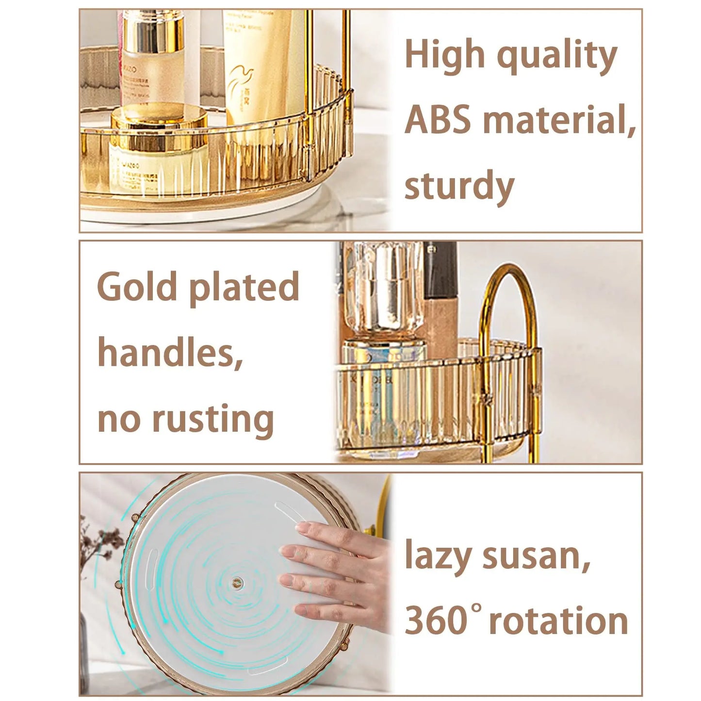 Rotating Makeup Organizer for Vanity, High-Capacity Skincare Storage Perfume Cosmetic Dresser Organizer Countertop 360 Spinning