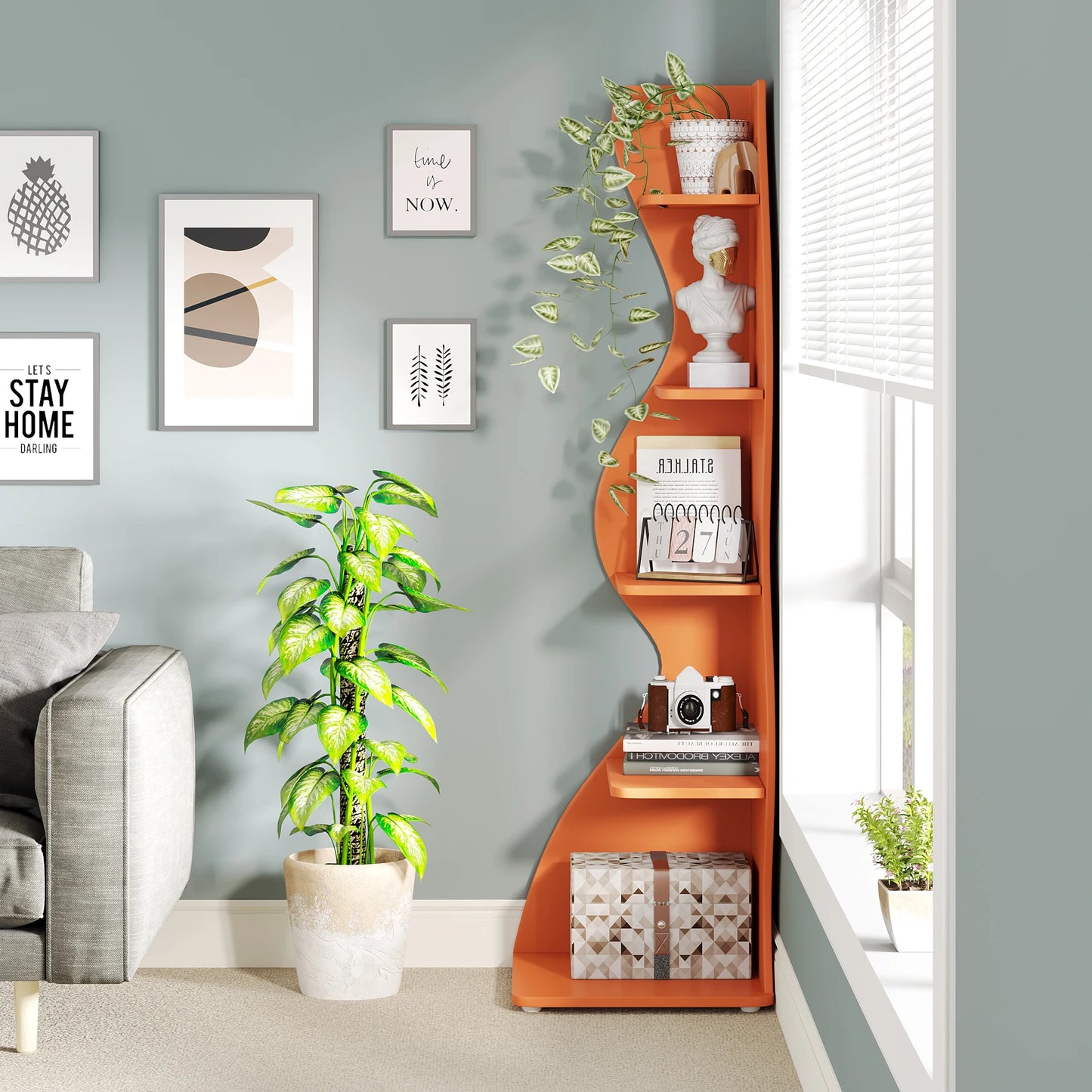 Tribesigns 5 Tier Corner Bookshelf Wall Shelf For Home