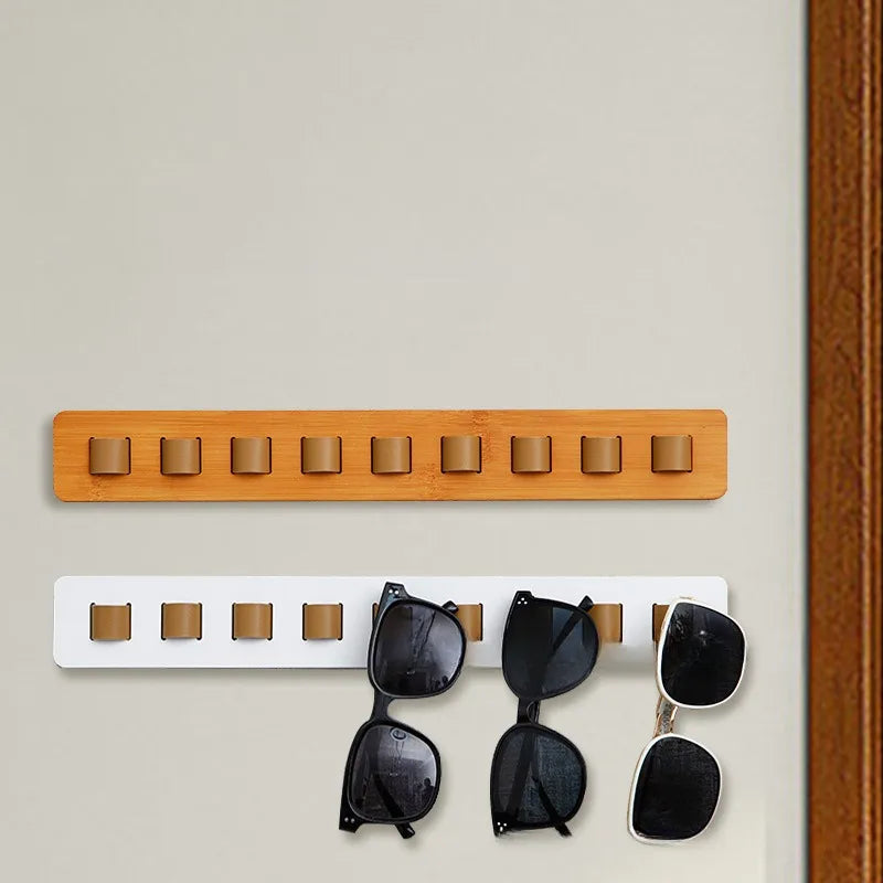 YIYUEQIANLI Premium Wooden Wall Mounted Eyeglasses Storage Solution Rack Sunglasses