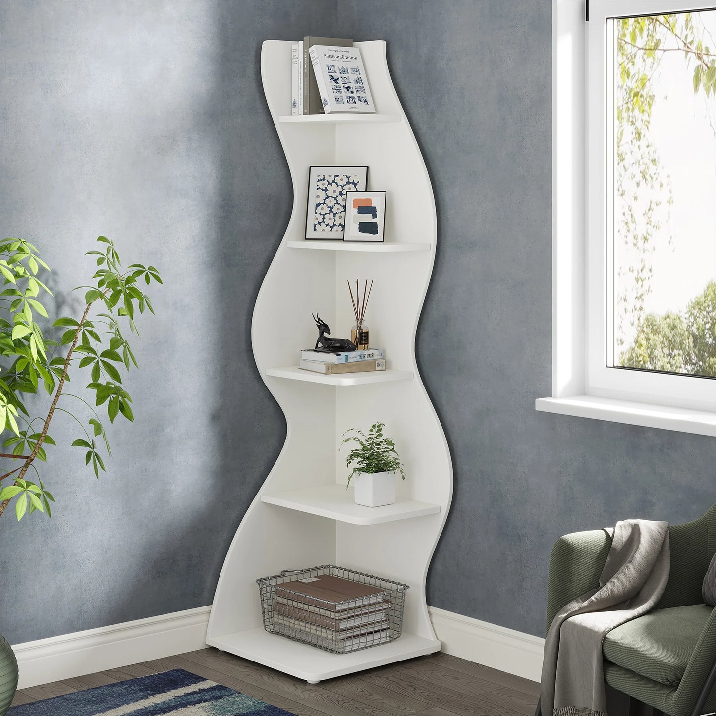 Tribesigns 5 Tier Corner Bookshelf Wall Shelf For Home