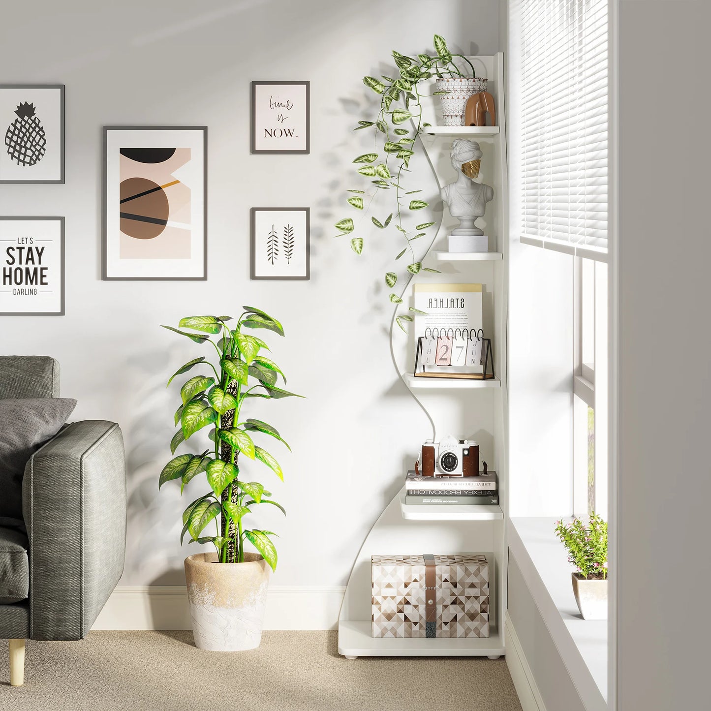 Tribesigns 5 Tier Corner Bookshelf Wall Shelf For Home