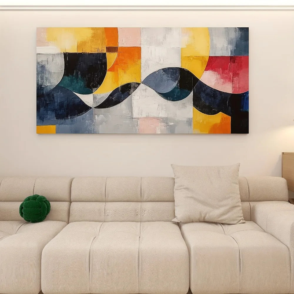 Hign-concerned Abstract Canvas Art Line Dance Geometric Design