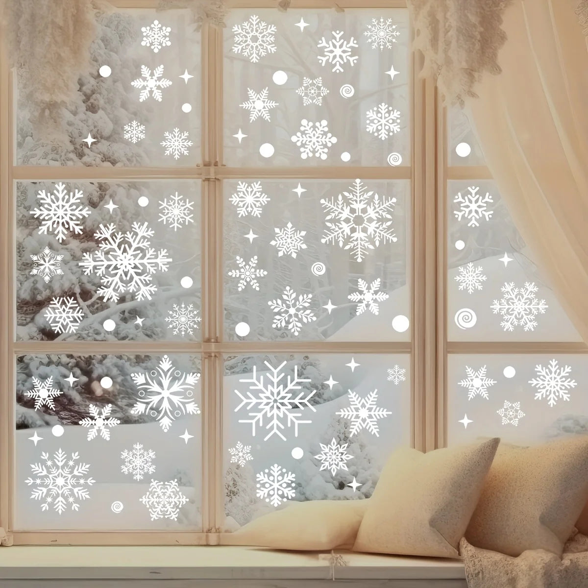 Choice Christmas Window Stickers Set Static Cling Snowflake Decorations Reusable Plastic Holiday