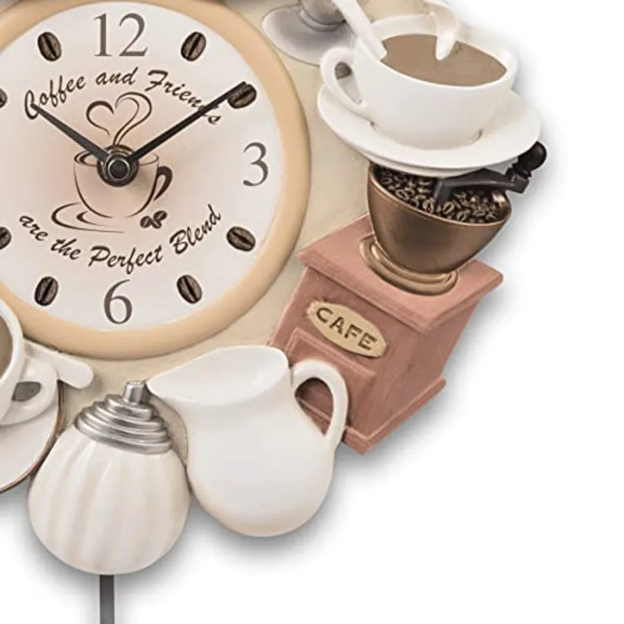 Coffee and Friends Perfect Blend Wall Clock Cup Pendulum