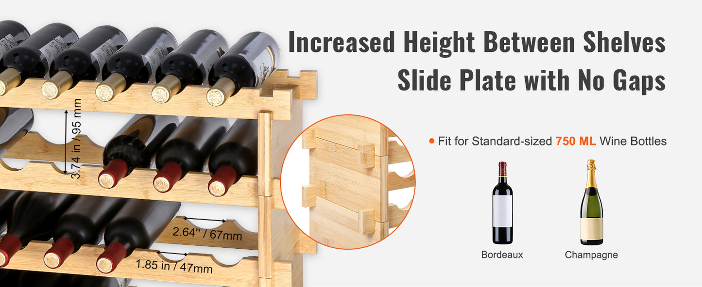 SucceBuy Bamboo Stackable Wine Rack 8 Tier Organizer